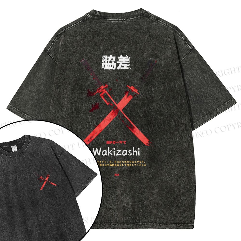 Unisex Wakizashi Knife Design Back Washed Tee
