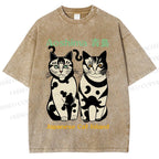 Unisex Aoshima Cats Printed Washed Tee