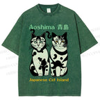 Unisex Aoshima Cats Printed Washed Tee