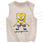 Unisex SpongeBob SquarePants Graffiti Printed Washed Tank Top