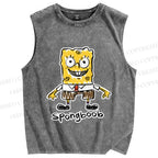 Unisex SpongeBob SquarePants Graffiti Printed Washed Tank Top