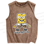 Unisex SpongeBob SquarePants Graffiti Printed Washed Tank Top