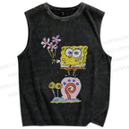 Unisex SpongeBob SquarePants Printed Washed Tank Top