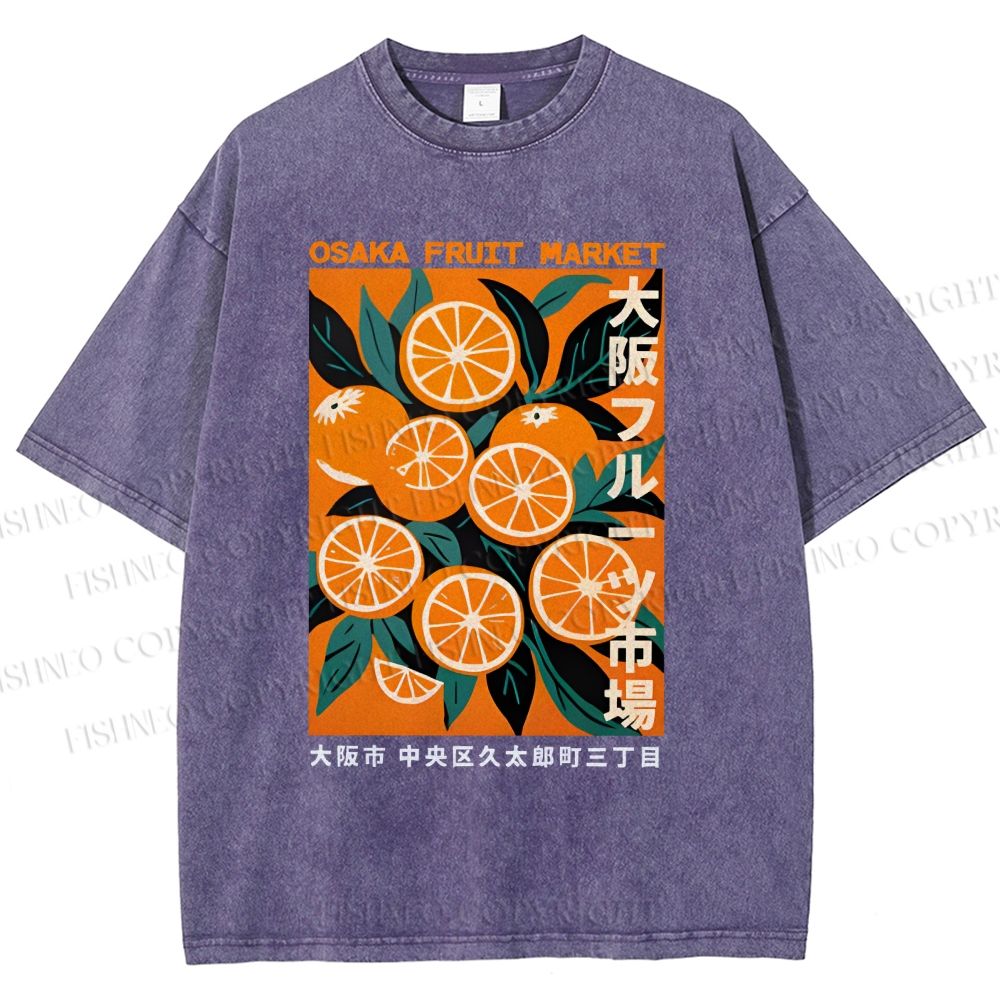 Unisex Osaka Fruit Market Printed Washed Tee