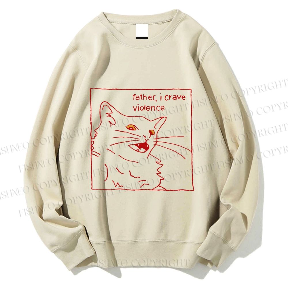 Unisex Evil Cat Crave Violence Printed Sweatshirt