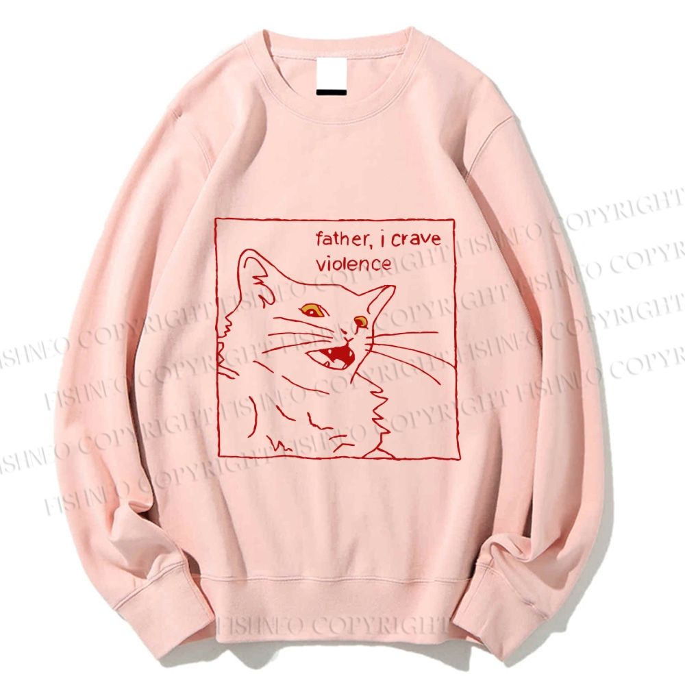Unisex Evil Cat Crave Violence Printed Sweatshirt