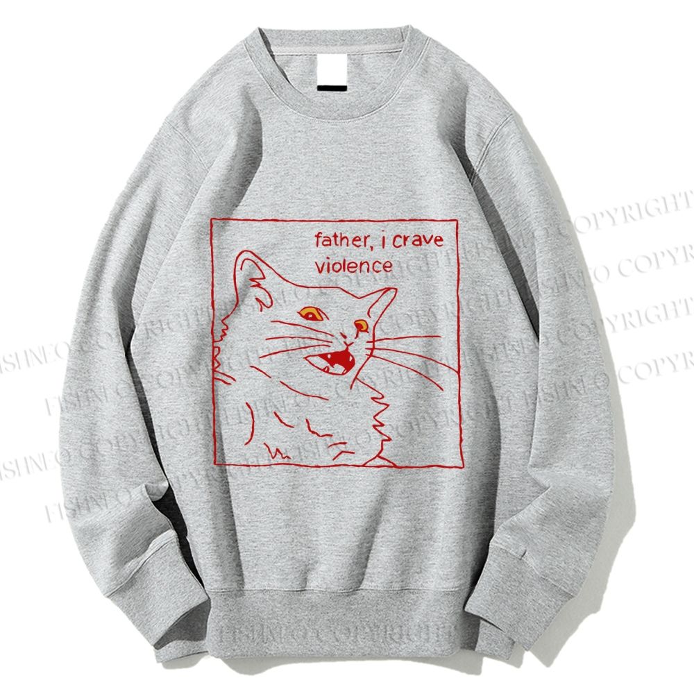 Unisex Evil Cat Crave Violence Printed Sweatshirt