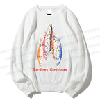 Unisex Sardine Christmas Light Printed Sweatshirt