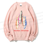 Unisex Sardine Christmas Light Printed Sweatshirt