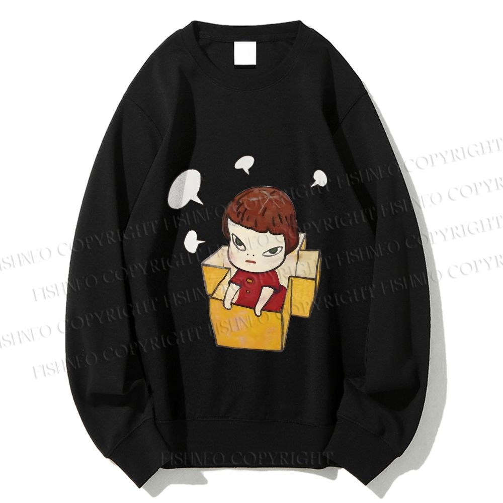 Unisex  Yoshitomo Nara Girl In Box Lots Of Ideas Printed Sweatshirt