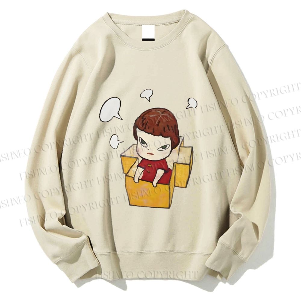 Unisex  Yoshitomo Nara Girl In Box Lots Of Ideas Printed Sweatshirt