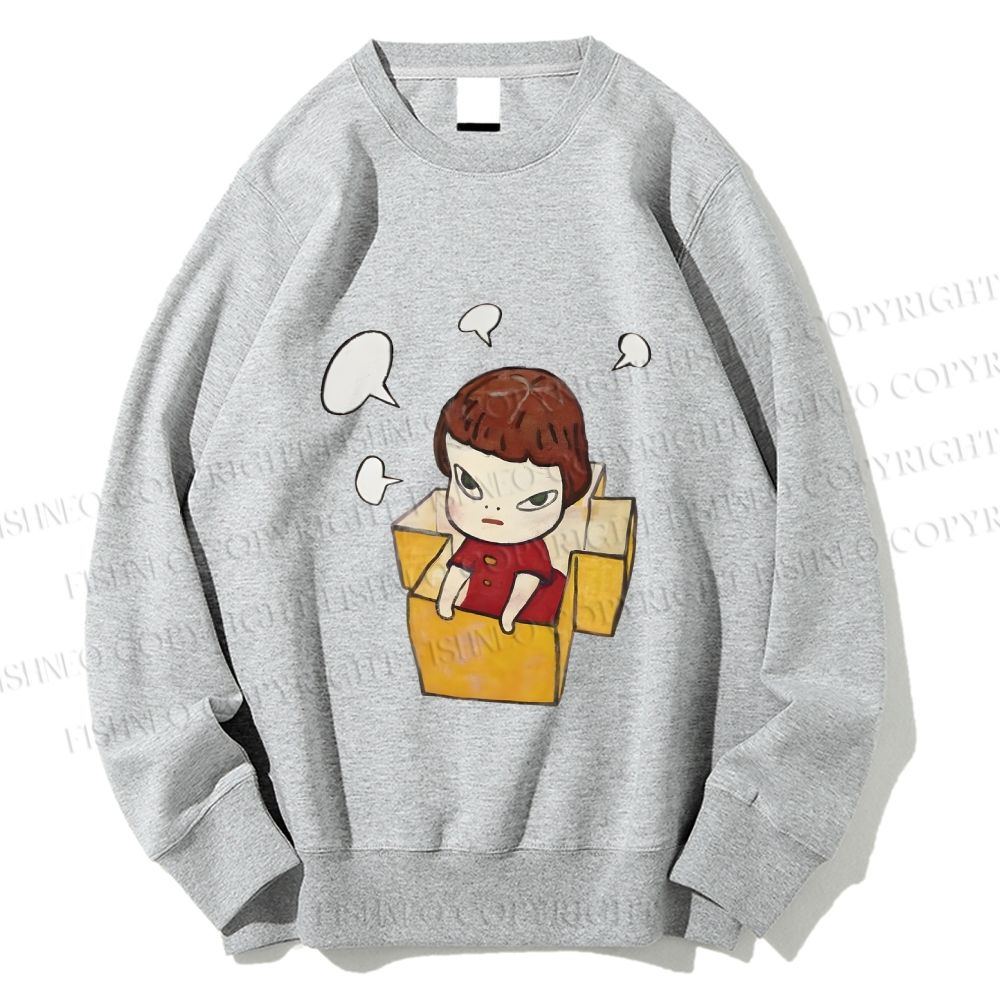 Unisex  Yoshitomo Nara Girl In Box Lots Of Ideas Printed Sweatshirt