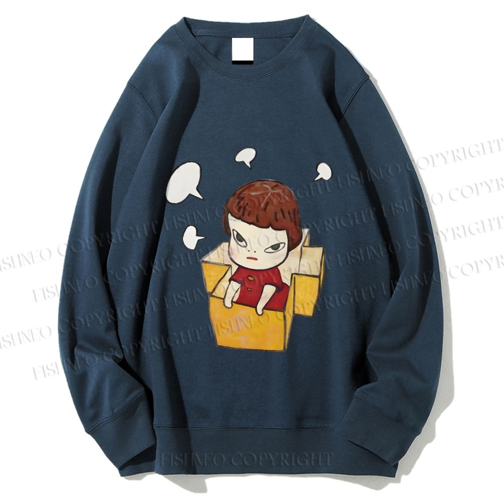 Unisex  Yoshitomo Nara Girl In Box Lots Of Ideas Printed Sweatshirt