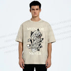 Unisex Meow Or Never Cat Printed Washed Tee