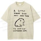 Unisex Simple Capybara Printed Washed Tee