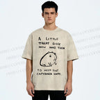 Unisex Simple Capybara Printed Washed Tee