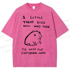 Unisex Simple Capybara Printed Washed Tee