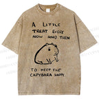 Unisex Simple Capybara Printed Washed Tee