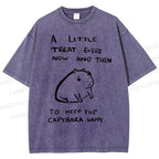 Unisex Simple Capybara Printed Washed Tee