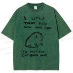 Unisex Simple Capybara Printed Washed Tee