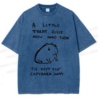 Unisex Simple Capybara Printed Washed Tee