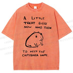 Unisex Simple Capybara Printed Washed Tee