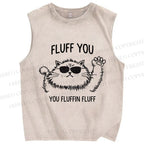Unisex Fluff You Cat Printed Washed Tank Top