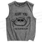 Unisex Fluff You Cat Printed Washed Tank Top