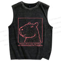 Unisex Simple Capybara Printed Washed Tank Top