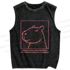Unisex Simple Capybara Printed Washed Tank Top