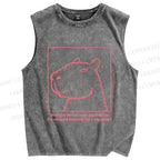 Unisex Simple Capybara Printed Washed Tank Top