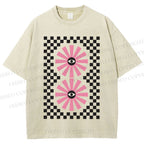 Unisex Art Geometric Eyes Printed Washed Tee