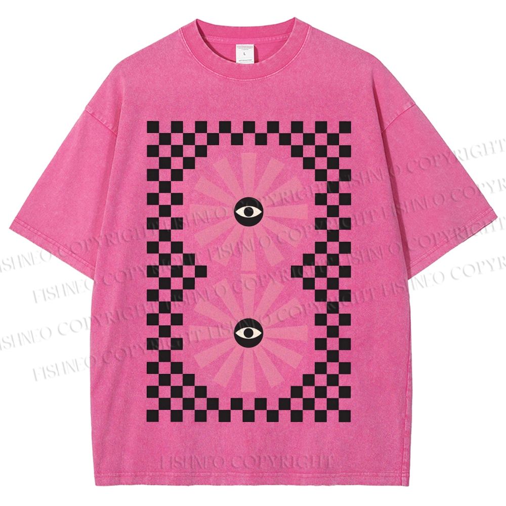 Unisex Art Geometric Eyes Printed Washed Tee