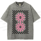 Unisex Art Geometric Eyes Printed Washed Tee