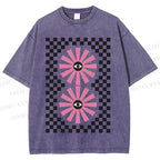 Unisex Art Geometric Eyes Printed Washed Tee