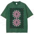 Unisex Art Geometric Eyes Printed Washed Tee
