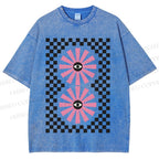 Unisex Art Geometric Eyes Printed Washed Tee
