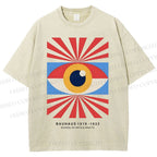 Unisex Bauhaus Geometric Eyes Printed Washed Tee