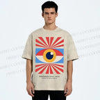 Unisex Bauhaus Geometric Eyes Printed Washed Tee