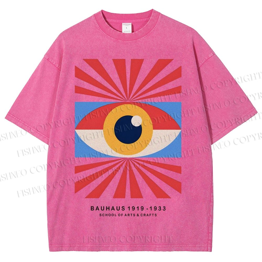 Unisex Bauhaus Geometric Eyes Printed Washed Tee