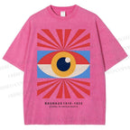 Unisex Bauhaus Geometric Eyes Printed Washed Tee