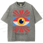 Unisex Bauhaus Geometric Eyes Printed Washed Tee