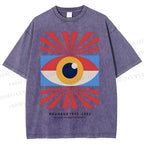 Unisex Bauhaus Geometric Eyes Printed Washed Tee