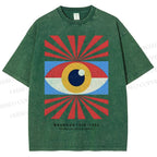 Unisex Bauhaus Geometric Eyes Printed Washed Tee