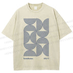 Unisex Bauhaus Geometric Semicircle Printed Washed Tee
