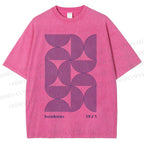 Unisex Bauhaus Geometric Semicircle Printed Washed Tee