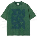 Unisex Bauhaus Geometric Semicircle Printed Washed Tee