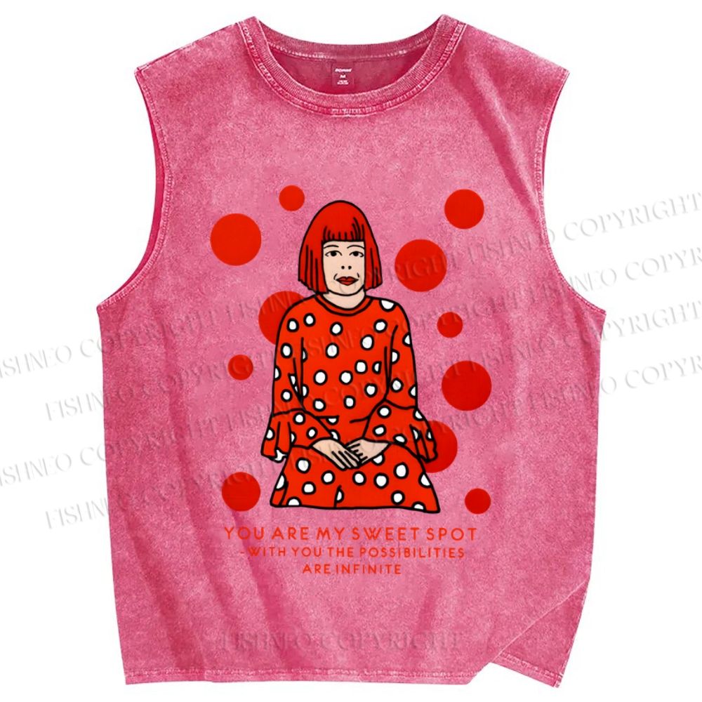 Unisex Yayoi Kusama You Are My Sweet Spot Printed Washed Tank Top