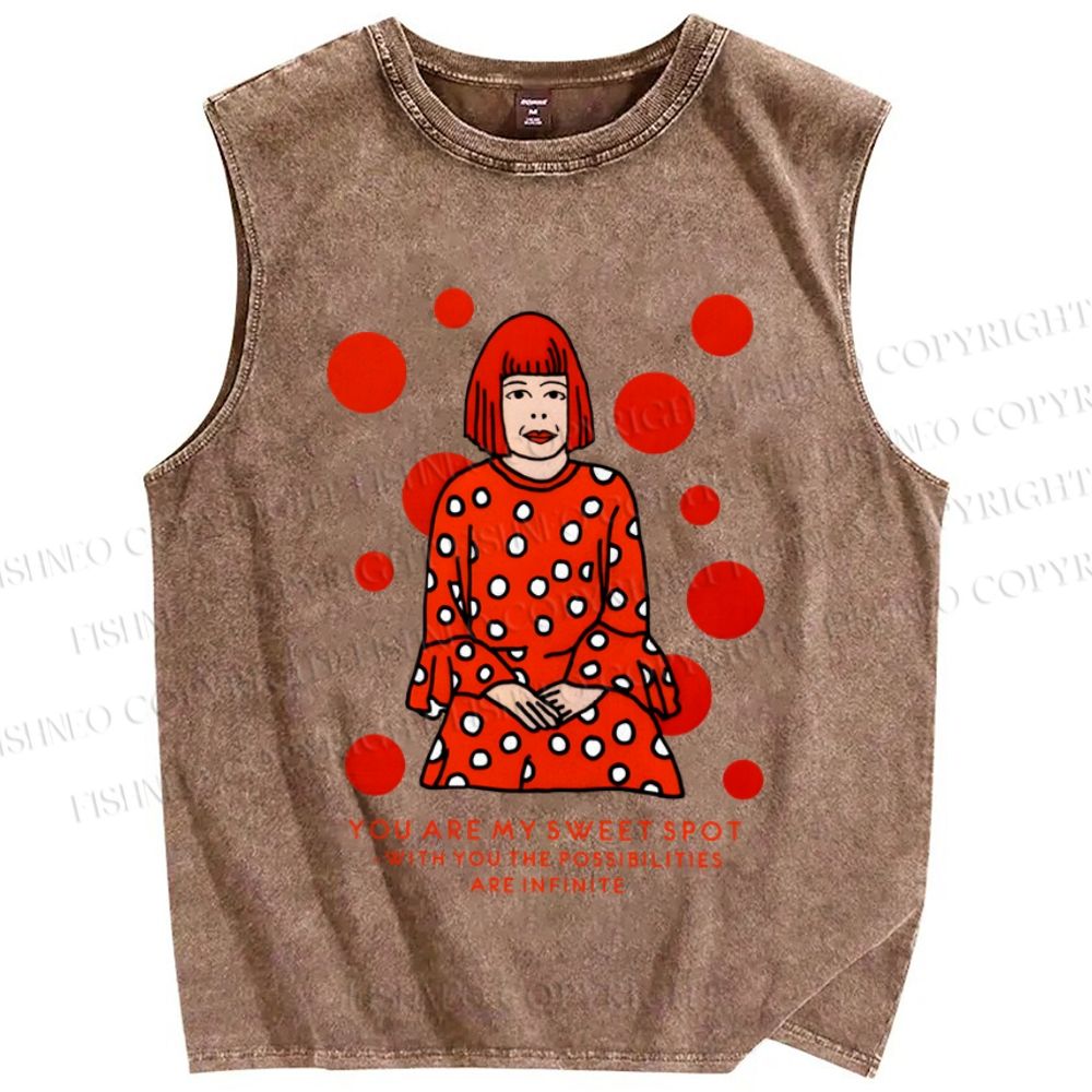 Unisex Yayoi Kusama You Are My Sweet Spot Printed Washed Tank Top