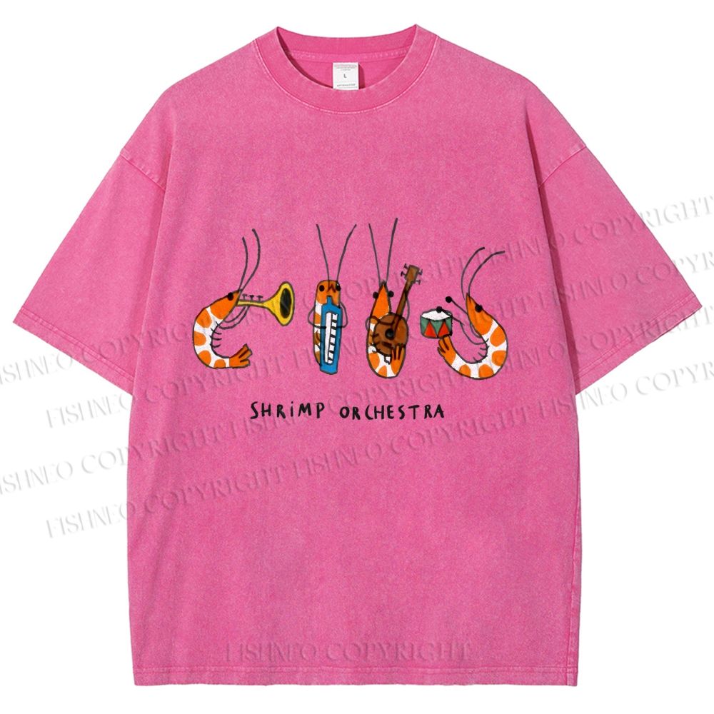 Unisex Shrimp Orchestra Printed Washed Tee
